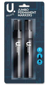 2PK JUMBO BLACK PERMANENT MARKERS
